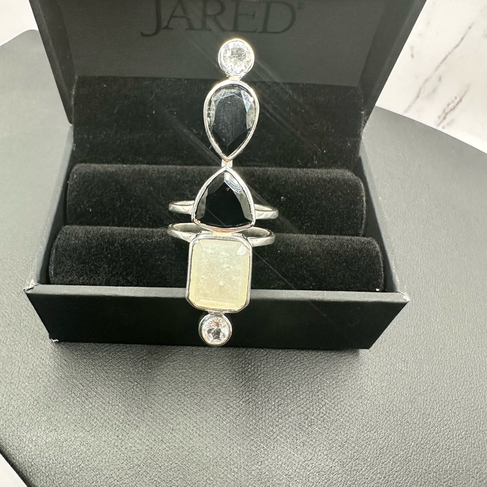 Silver and Black Stone Ring